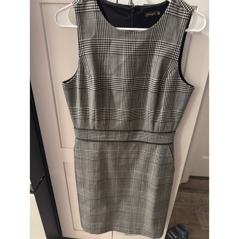 J.McLaughlin Womens Grey Black Glen Plaid Sleeveless Sheath Dress Size 6